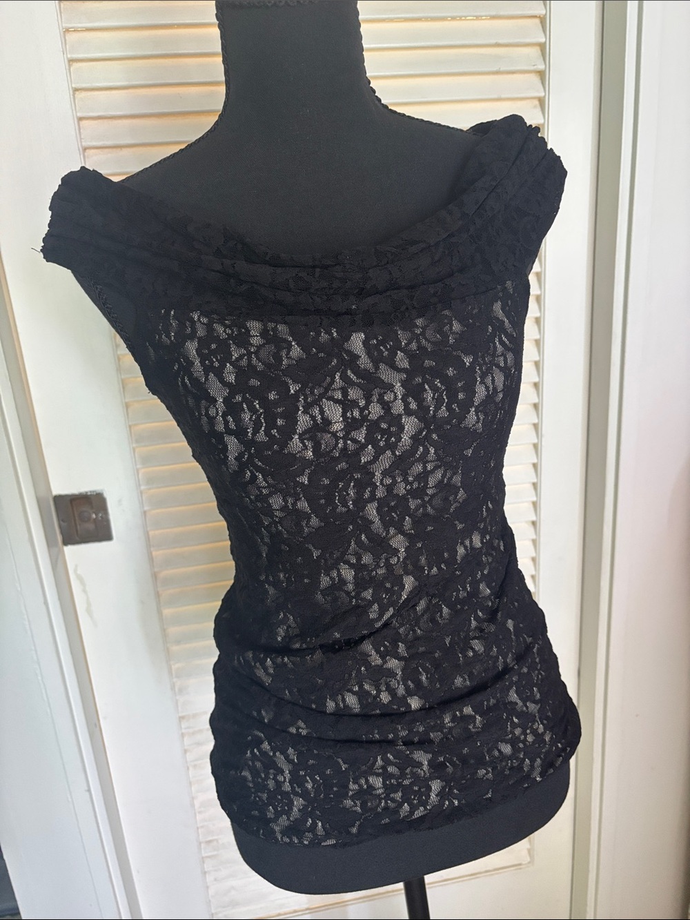 Moda International Black Lace Off-Shoulder Top